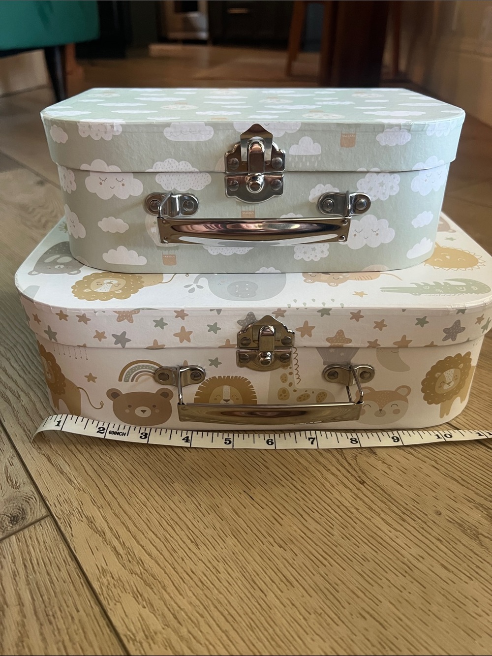 Kids Decorative Storage Suitcases - Cloud & Animal Print - Set of 2